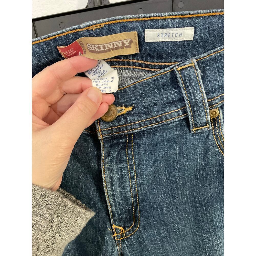 2000s Ultra Low Rise Skinny Blue Jeans Old Navy Size 14 Long Large Y2K Stretch - Picture 6 of 7